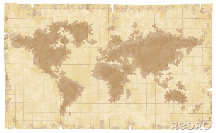 Fotobehang Wereldkaart gemarkeerd door tijd