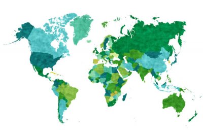 Fotobehang Wereldkaart groen