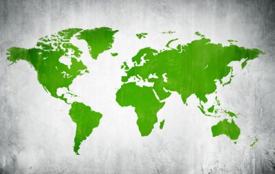 Fotobehang Wereldkaart groen op gearceerde achtergrond