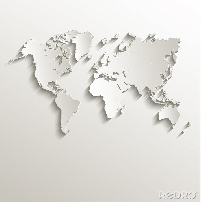 Fotobehang Wereldkaart in 3D