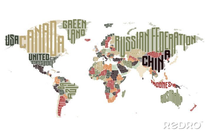 Fotobehang Wereldkaart in aardkleuren