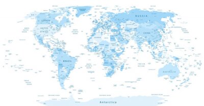 Fotobehang Wereldkaart in blauw