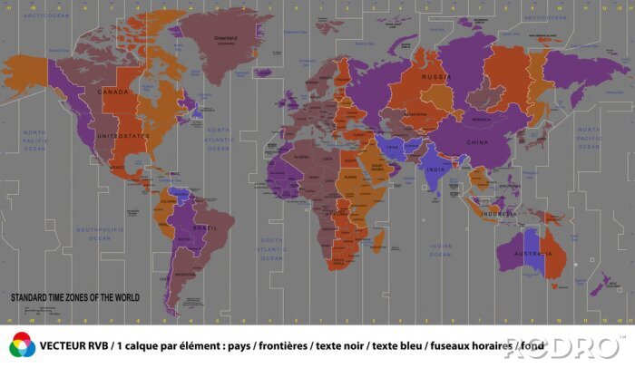 Fotobehang Wereldkaart in gedempte kleuren