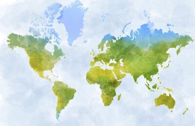 Wereldkaart in groene tinten