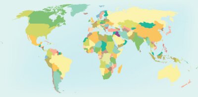 Fotobehang Wereldkaart in kleur
