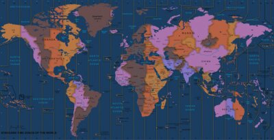 Fotobehang Wereldkaart in paarse tinten