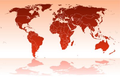 Fotobehang Wereldkaart in rode tinten