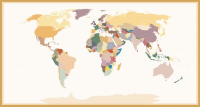 Wereldkaart in vintage kleuren