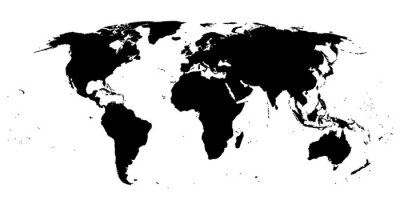 Wereldkaart in zwart-wit