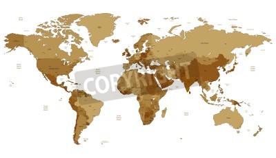Fotobehang Wereldkaart met bruine kleuren