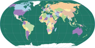 Fotobehang Wereldkaart met groene wereldbol