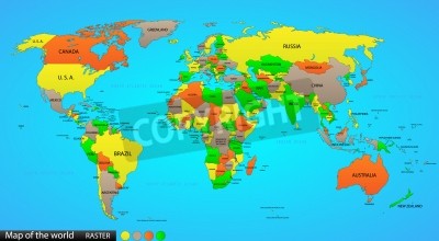 Fotobehang Wereldkaart met heldere kleuren