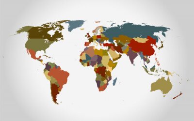 Fotobehang Wereldkaart met kleurschakering als achtergrond