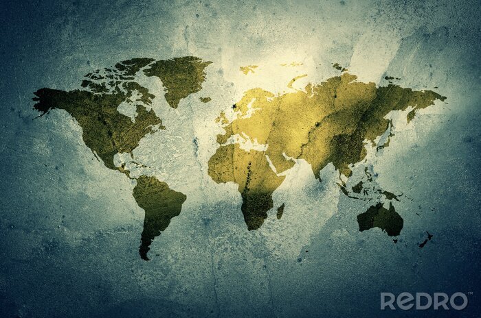 Fotobehang Wereldkaart met lichtvlek