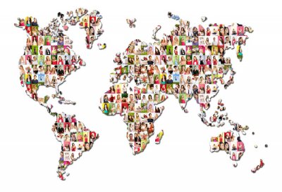 Fotobehang Wereldkaart met mensen