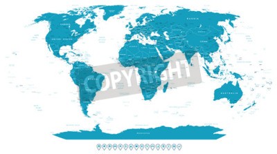 Fotobehang Wereldkaart met navigatiepictogrammen