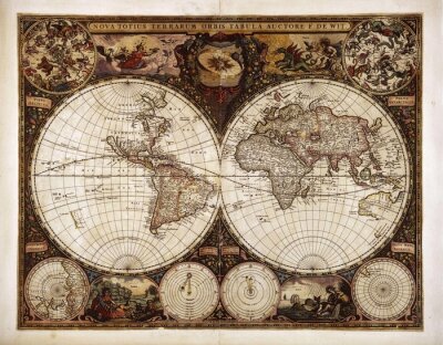 Fotobehang Wereldkaart met twee hemisferen