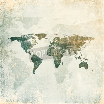 Fotobehang Wereldkaart met verouderde achtergrond