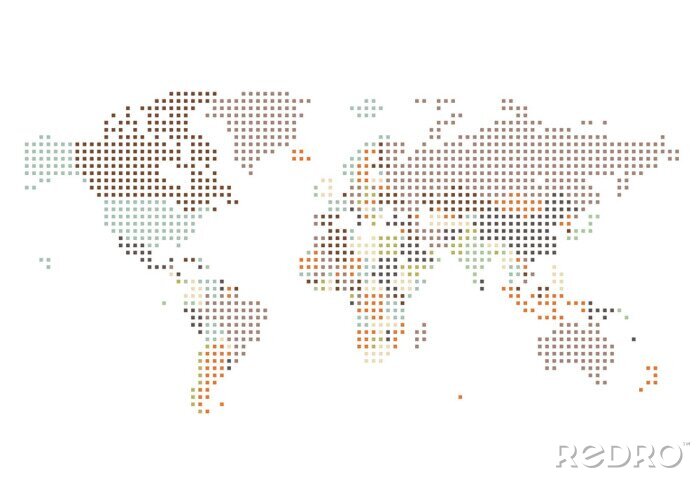 Fotobehang Wereldkaart met vierkanten