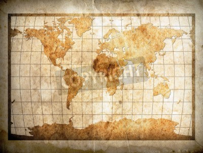 Fotobehang Wereldkaart op een verouderde kaart