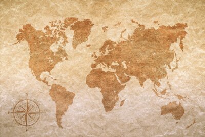 Wereldkaart op oud papier