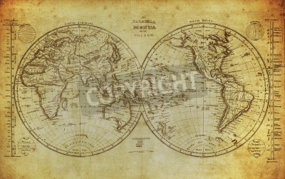 Fotobehang Wereldkaart uit een oude atlas