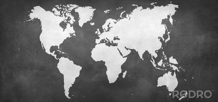 Fotobehang Wereldkaart zwart-wit