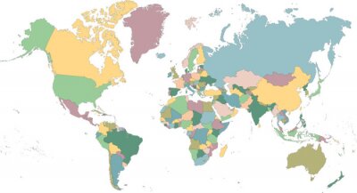 Fotobehang Wereldkaartpatroon met kleurrijke wereldkaart