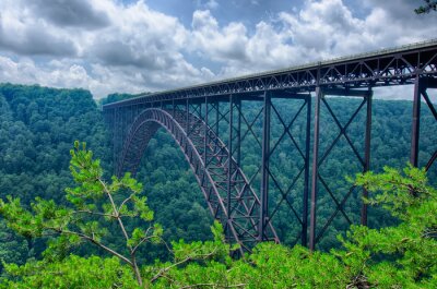 Fotobehang West Virginia's New River Gorge brug waarover de VS 19 over de g