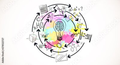 Fotobehang Wetenschappelijke symbolen en motieven in cartoonstijl