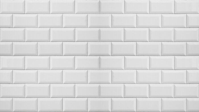 Fotobehang White light brick tiles tilework glazed ceramic wall or floor texture wide background pattern