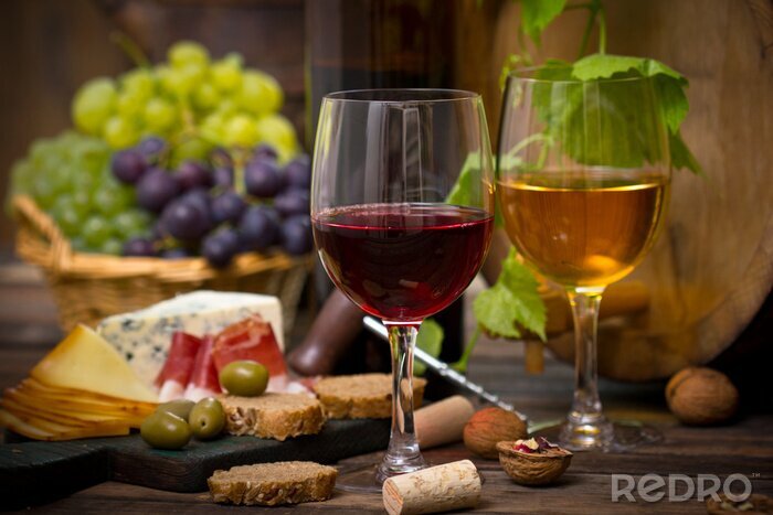 Fotobehang wijn en kaas