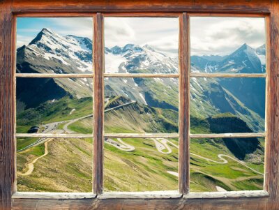 Fotobehang Window view Grossglockner