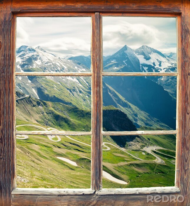 Fotobehang Window view Grossglockner