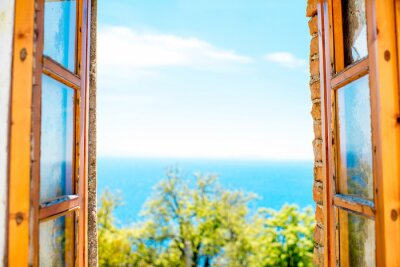 Fotobehang Window with sea view