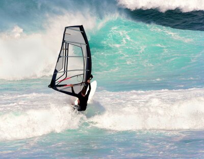 Fotobehang Windsurfen aan zee
