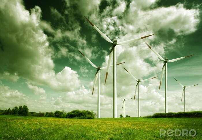 Fotobehang Windturbines, ecologie