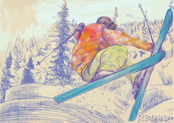 Fotobehang Winter skiën