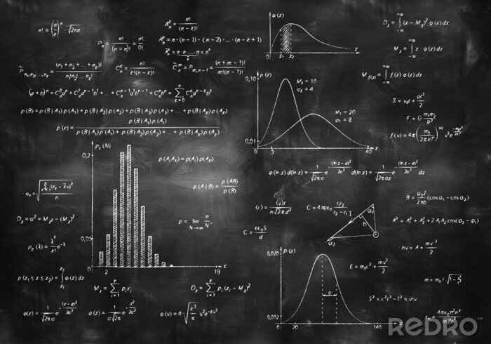 Fotobehang wiskundige natuurkunde formules op bord