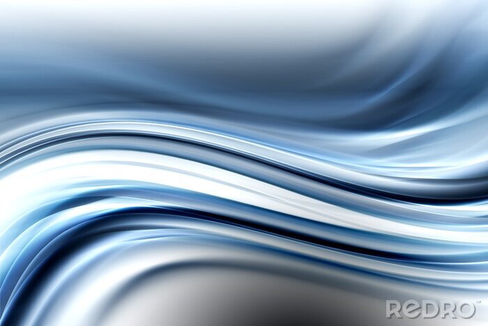 Fotobehang Wit-blauwe horizontale golven