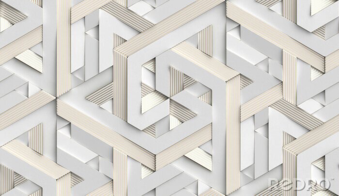 Fotobehang Wit geometrisch patroon in 3D