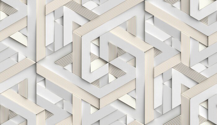 Fotobehang Wit geometrisch patroon in 3D