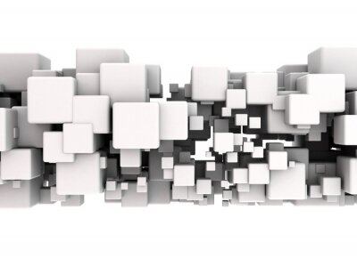 Fotobehang Witte 3D kubussen in verschillende maten