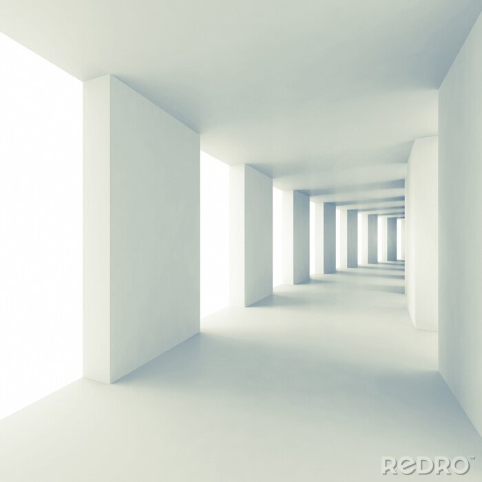 Fotobehang Witte 3D tunnel