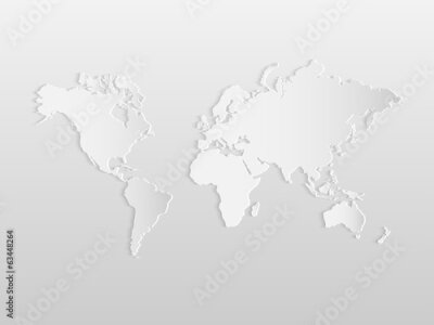Fotobehang Witte 3D-wereldkaart