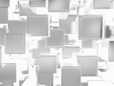 Witte 3D zwevende kubussen