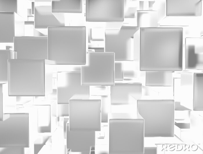 Fotobehang Witte 3D zwevende kubussen