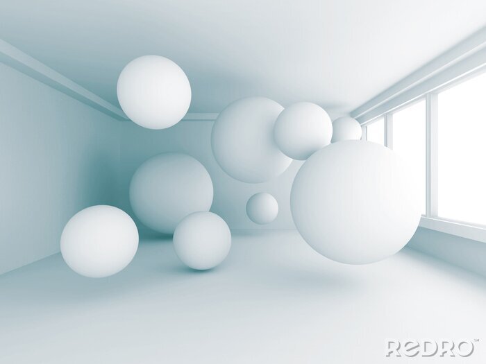 Fotobehang Witte ballen in een kamer