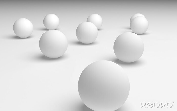 Fotobehang Witte ballen met 3D effect