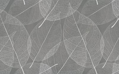 Fotobehang Witte bladeren op een grijze achtergrond
